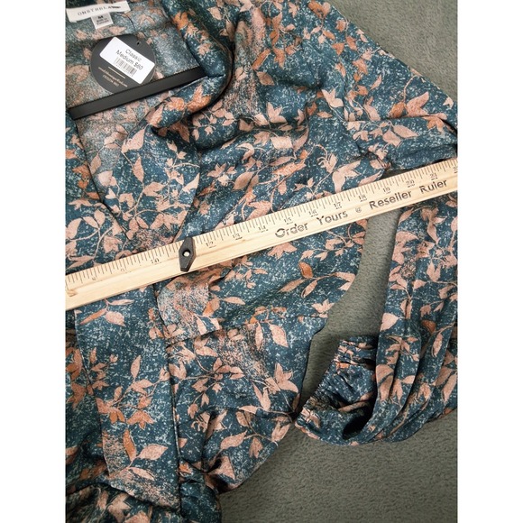 NWT Green & Copper Wrap Midi Maxi Dress ‎ Medium Puff Sleeve Boho Hi Low Floral - Picture 10 of 13